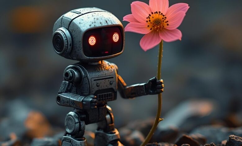 Minik Robot ve Cicek